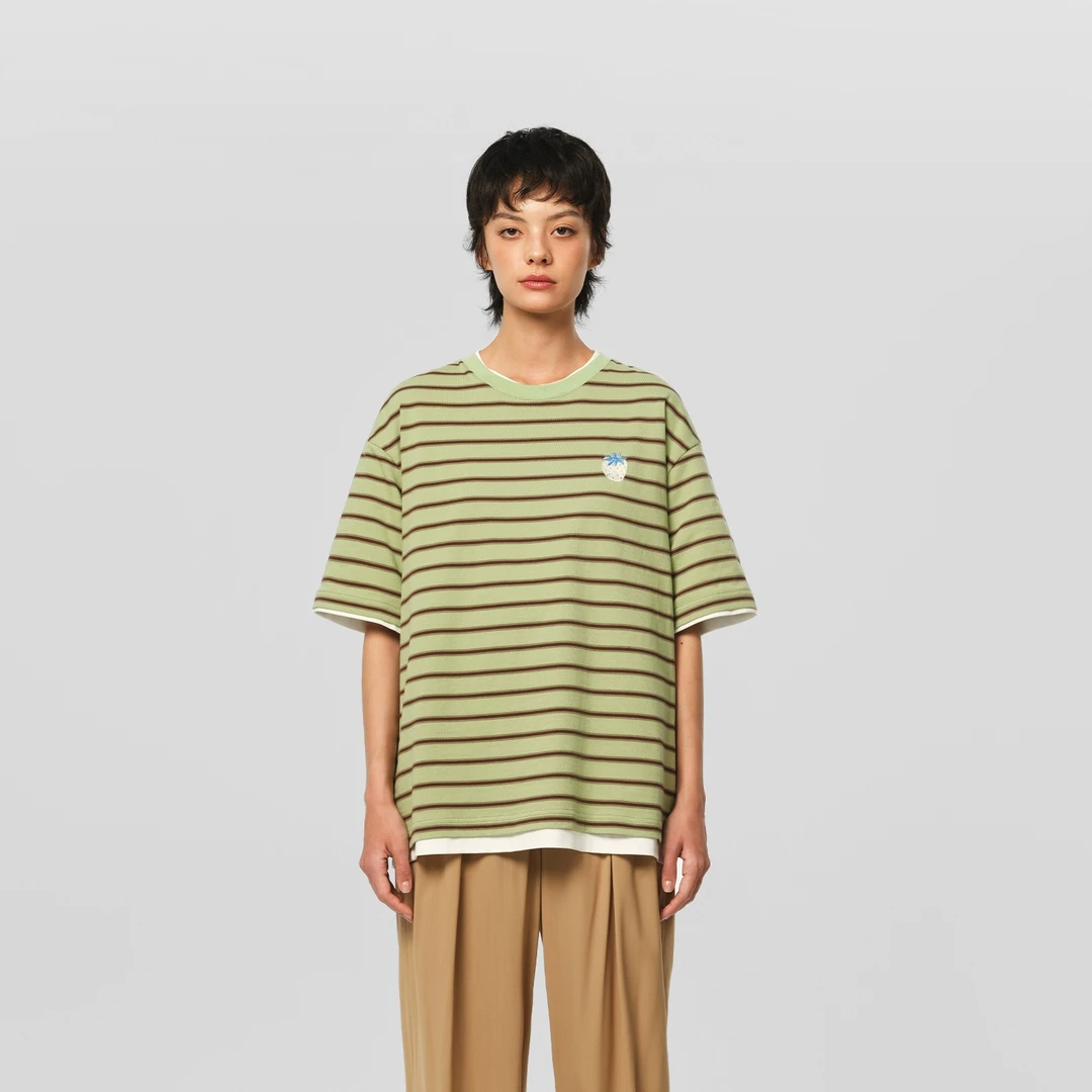 8ON8设计师品牌条纹莓刺绣短袖T恤DSC买手店BY5DX0026