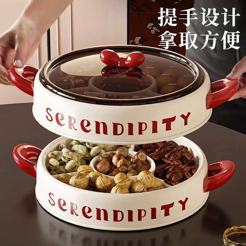 【红红火火】2025法式复古干果盘零食家用客厅茶几干果盒糖果盒摆放