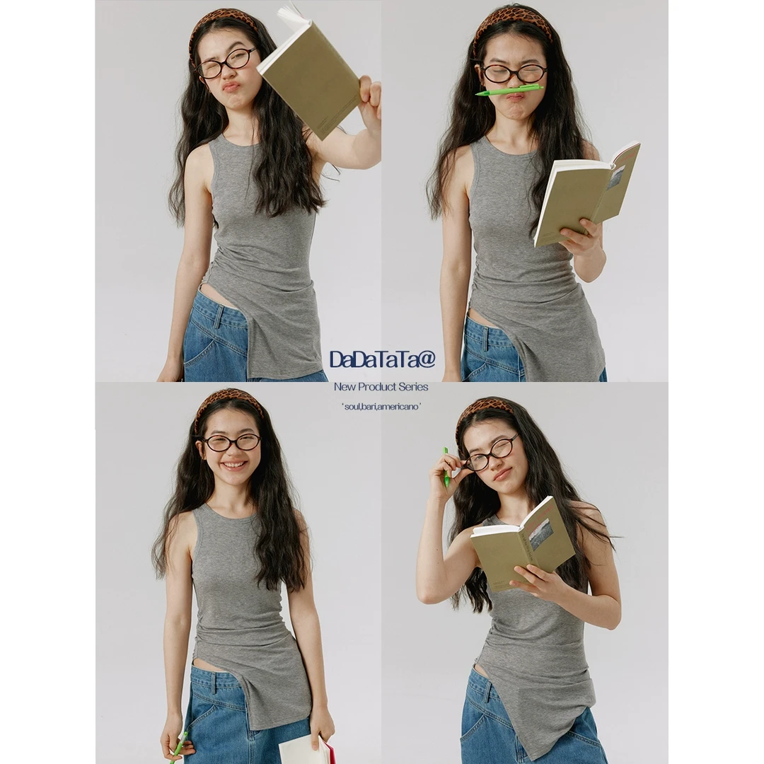 DADATATA白标胖mm吊带背心女内搭2025春夏设计感无袖打底上衣