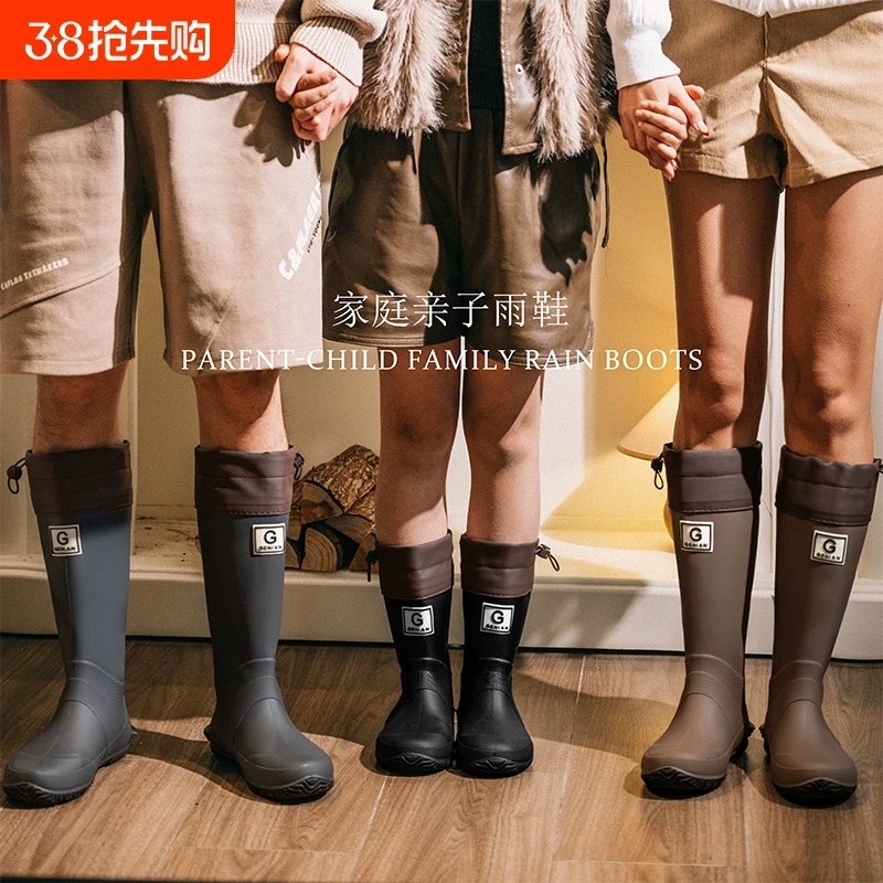 野鸟协会雨鞋男女情侣雨林登山雨靴防滑防水鞋低跟平底高筒束口