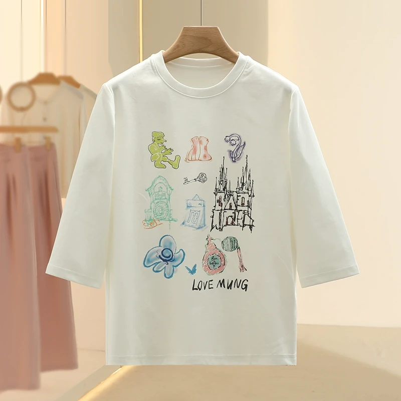 【檬】百搭经典款休闲圆领时尚T恤2025春季新款专柜撤柜女装