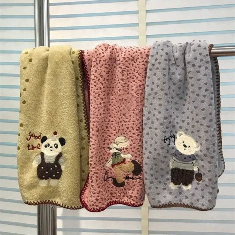 新款小动物毛巾可爱卡通家用情侣款洗脸巾儿童面巾珊瑚绒吸水TPS