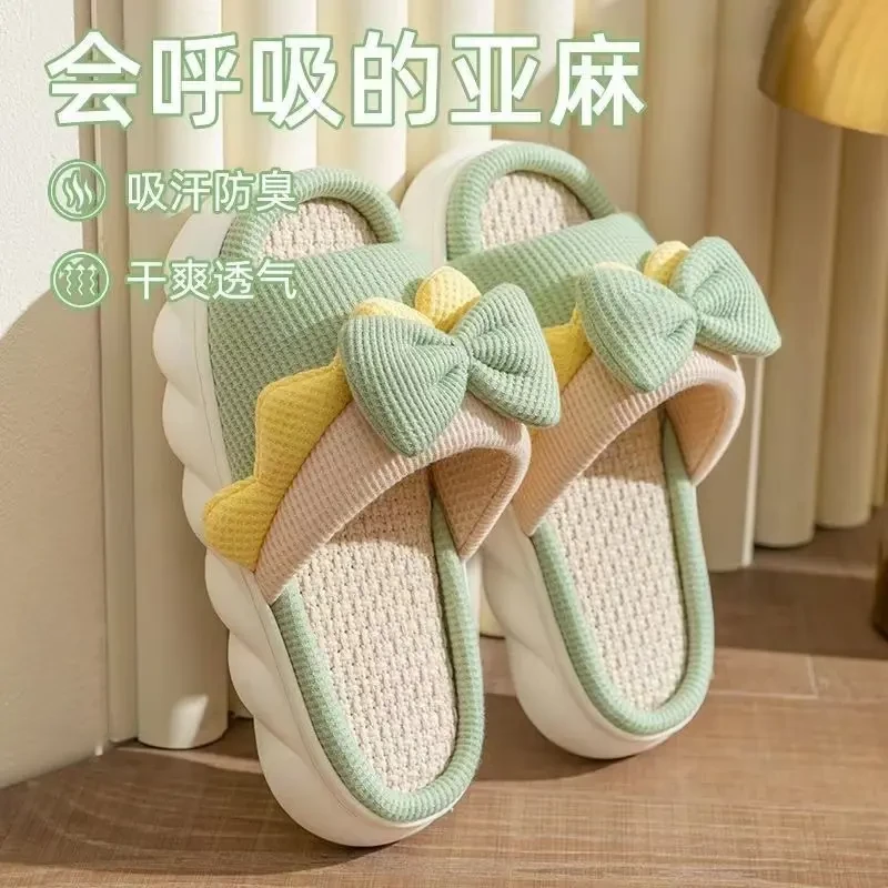 2025夏季新款网红亚麻拖鞋女防滑室内情侣居家可爱软底春夏凉拖