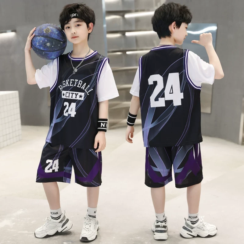 儿童24号科比篮球服夏季速干短袖球衣男童中大童装运动男童套装
