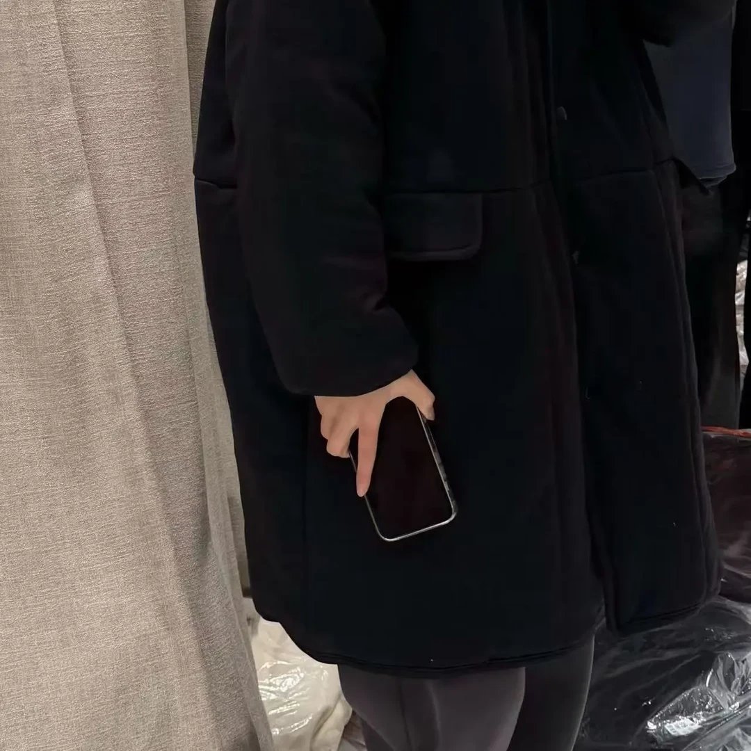 龟背长款连帽棉花衣