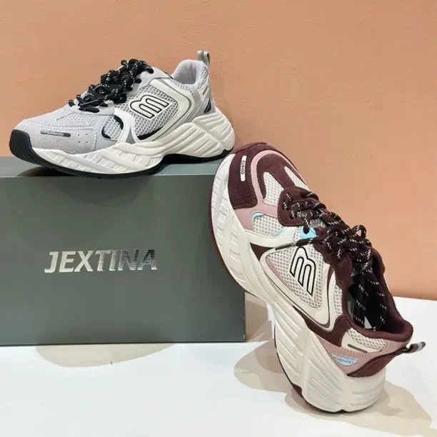 时尚休闲鞋纯色低跟交叉绑带系带厚底松紧带圆头内增高拼色