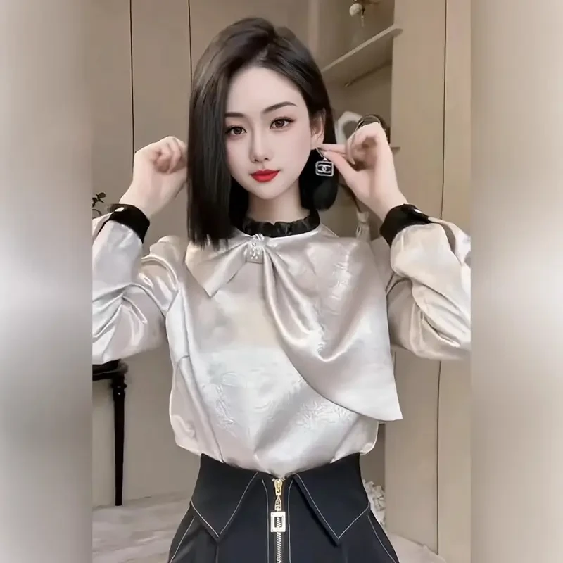 开春搭配一整套2025超火大码胖mm富家千金小香风衬衫休闲裤套装女