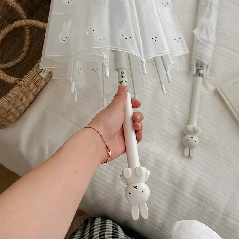 【重生】米菲兔手柄半透明磨砂长柄可爱高颜值雨伞兔子饰品