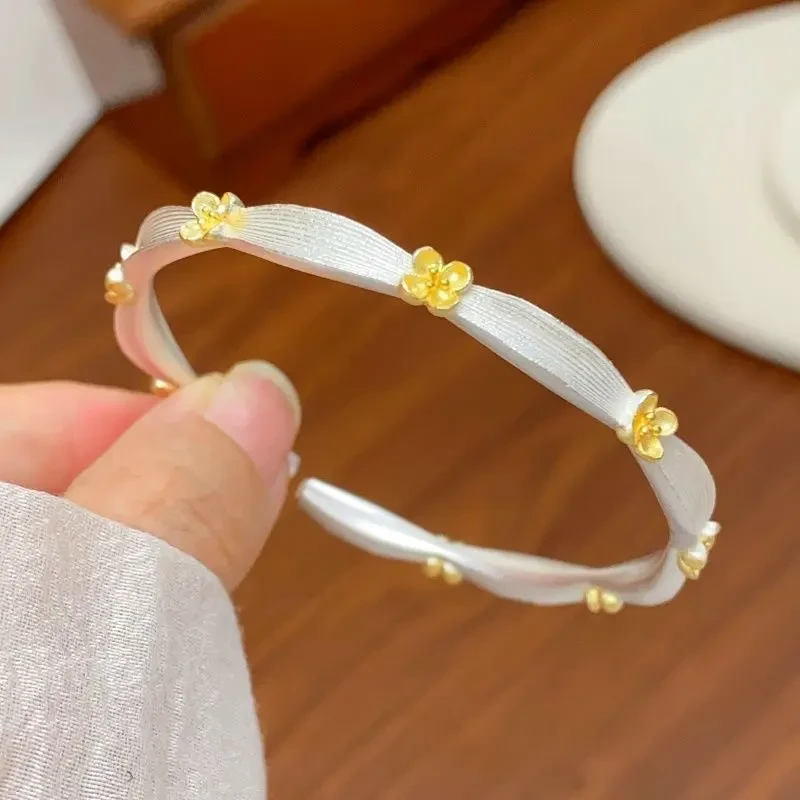 足银手镯999银桂花镯子女描金纯银气质小清新时尚纯银情人节礼物