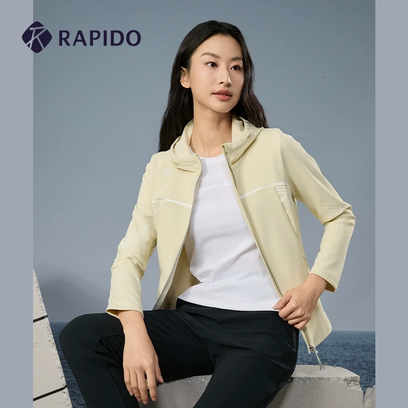 RAPIDO雳霹道春季新款女简约舒适微绒上衣拉链连帽外套CP4Z76G03