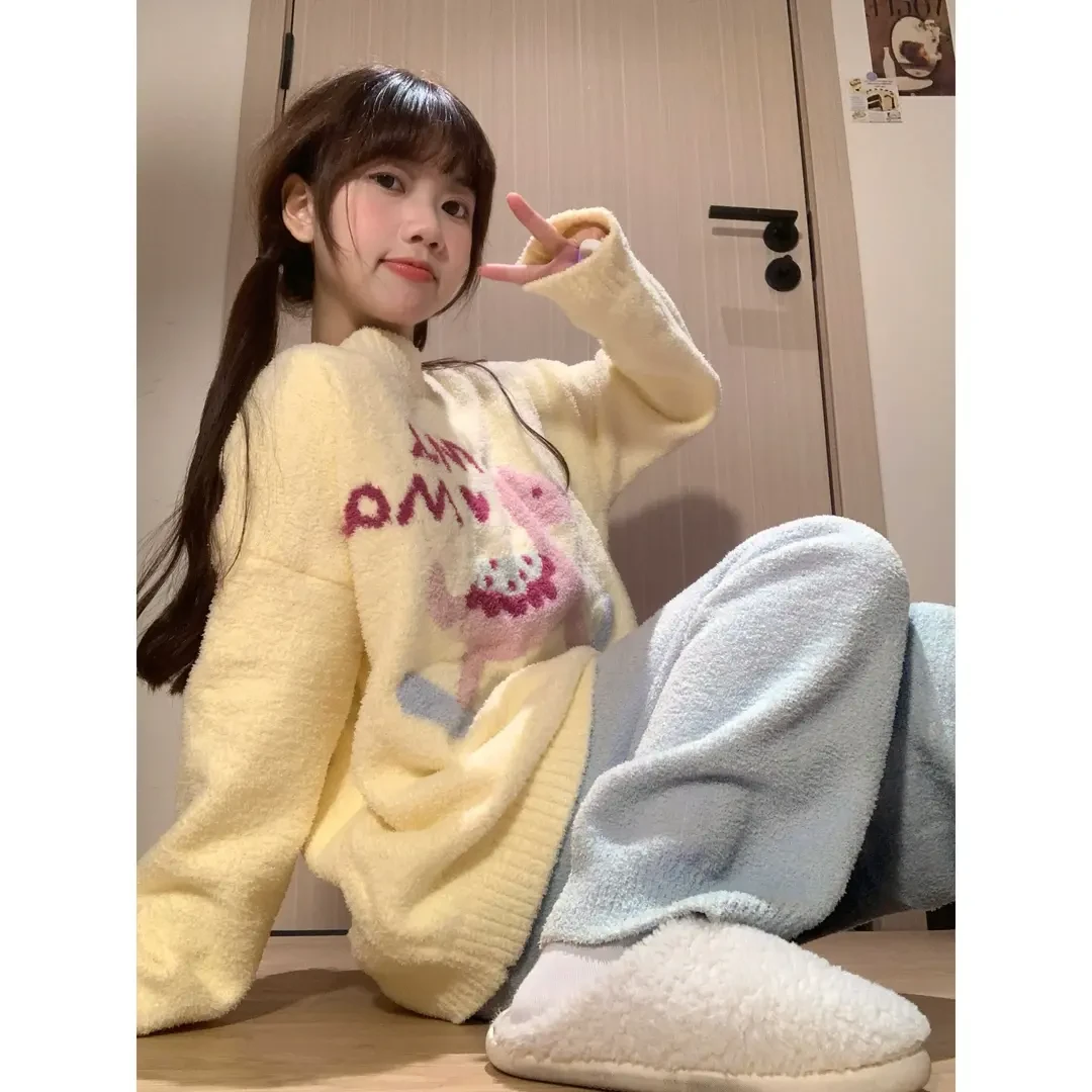 【樱桃专属】半边绒睡衣女款秋冬季爆款加厚加绒半边绒保暖家居服套