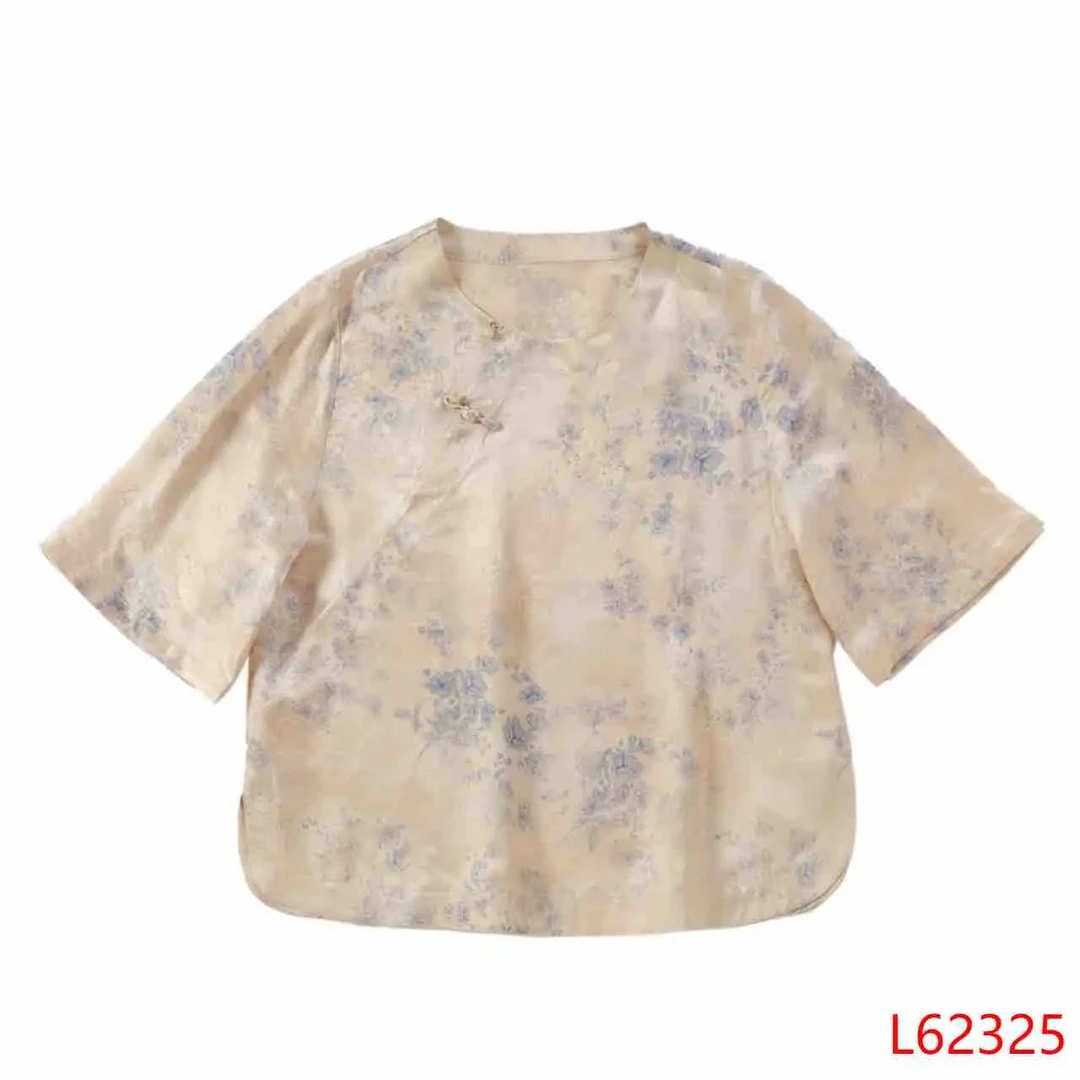 佳  新中式  风  62325  【微风如夏】蓝色碎花上衣