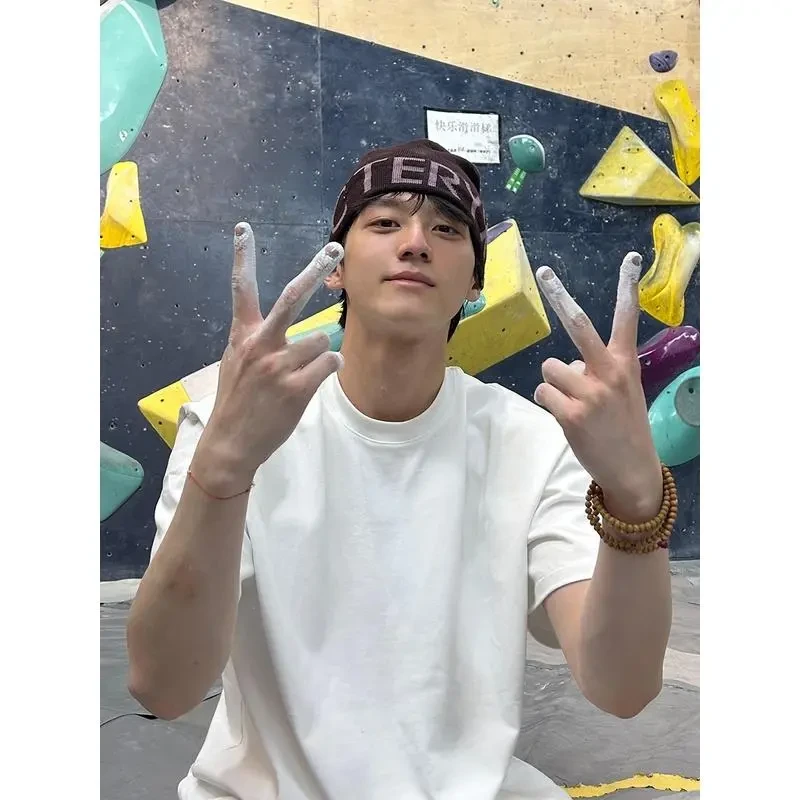 cleanfit白色正肩短袖男款夏高街小领口半袖T恤高级感重磅五分袖