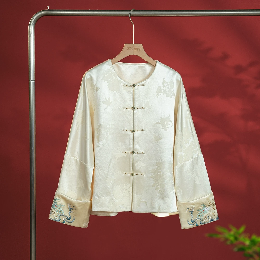 长袖鼎奢复古重工新中式刺绣提花短外套汉服女早春MF3715331G