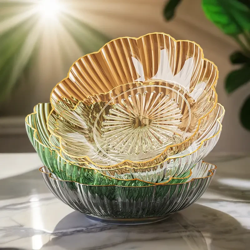 （大号加厚）金边水果盘子轻奢简约果盘家用高档果篮年轻人欧式~~~~