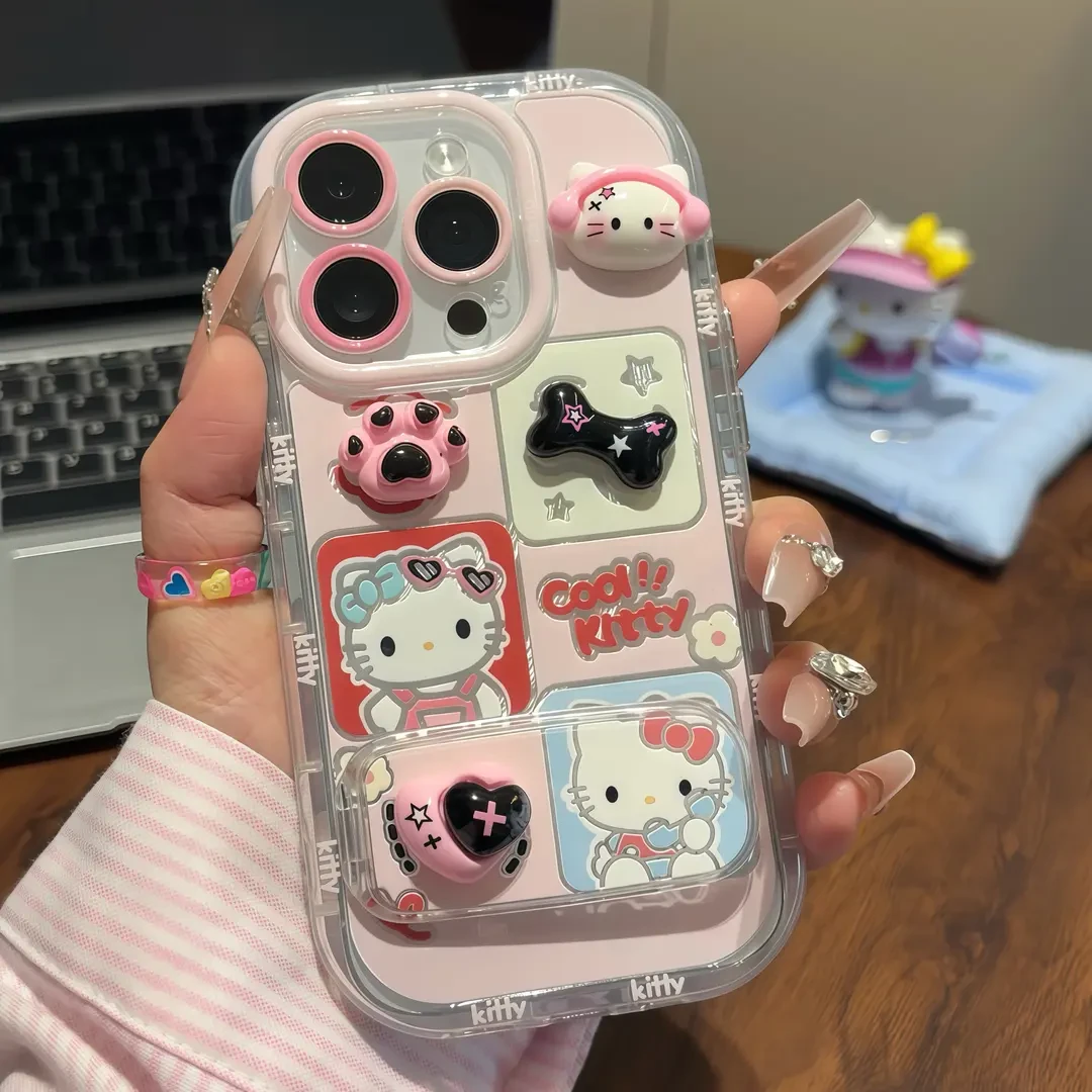 耳机KT猫镜子支架适用苹果16手机壳iPhone15小米14vivoppo华为p70