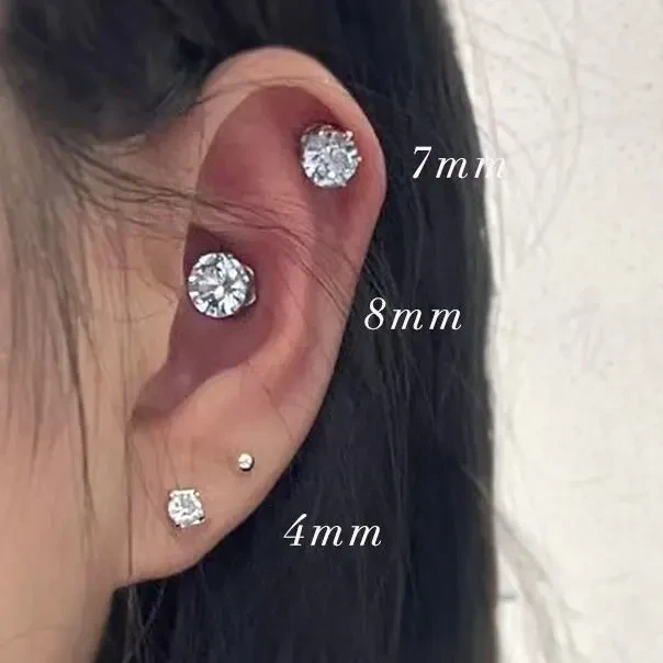 铜合金耳饰 +无耳洞闪钻耳骨钉女磁吸耳蜗钉吸铁石耳夹锆石耳钉