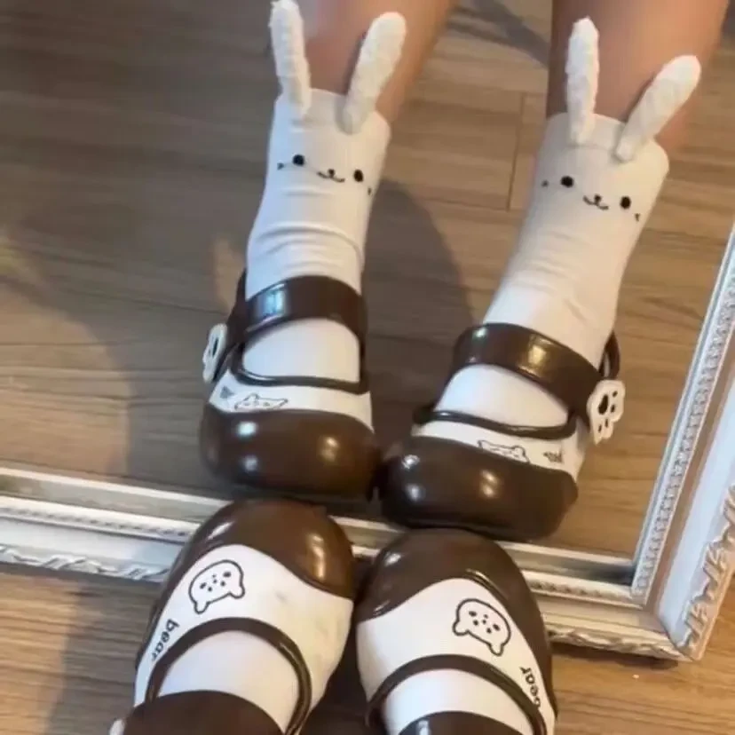 日系jk甜美兔耳中筒袜学院风软糯可爱女袜洛丽塔兔兔堆堆少女袜子