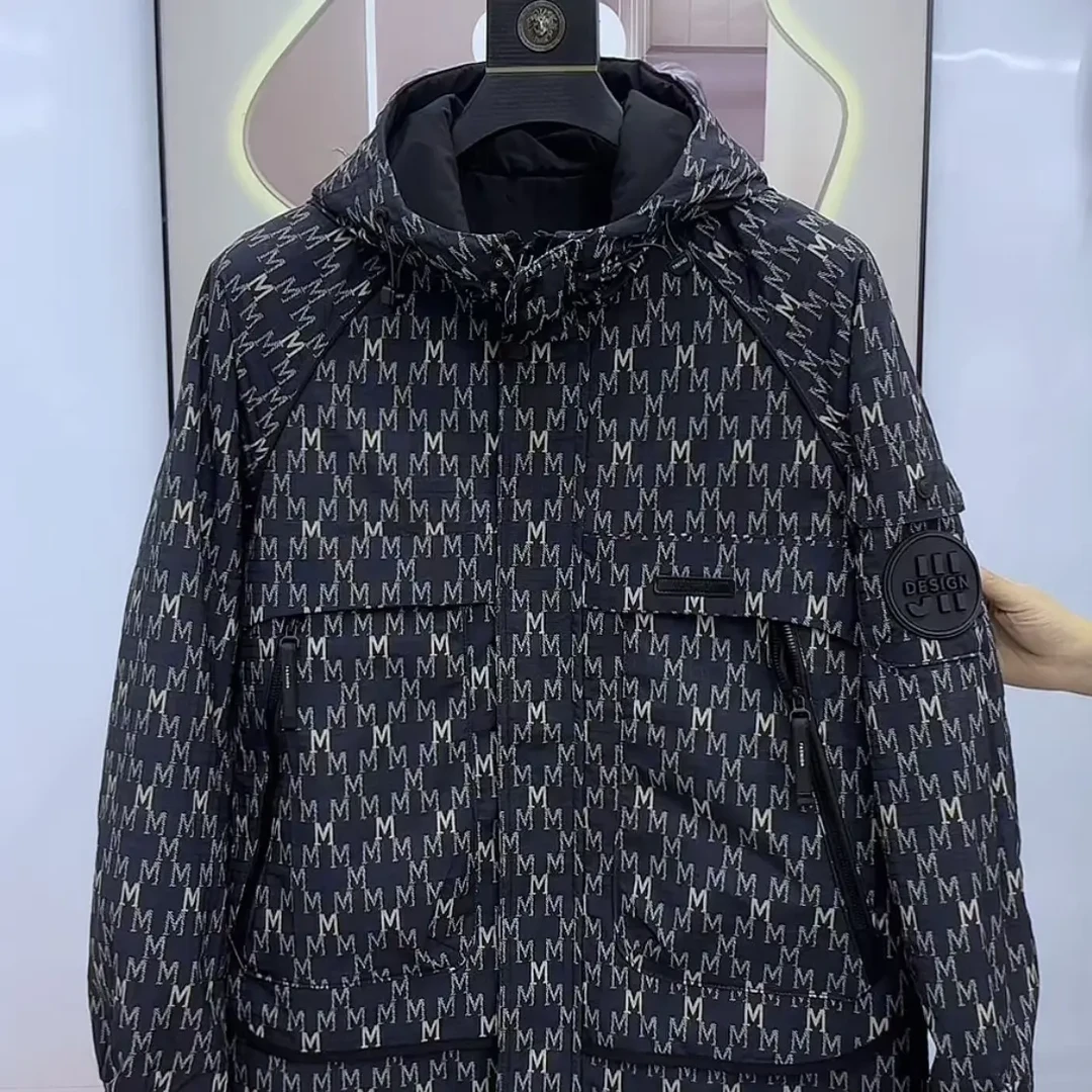 男士加棉外套新款冬季提花棉服工装连帽休闲夹克加厚保暖男装1298