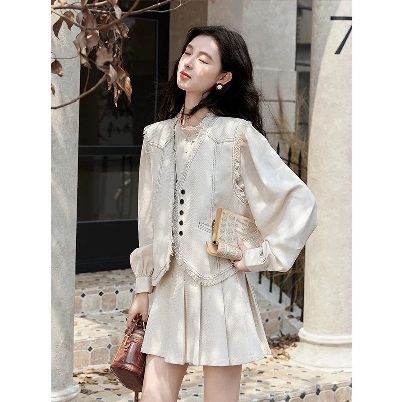 【交个朋友】谜秀法式气质复古套装马甲半身裙MXD46T0432