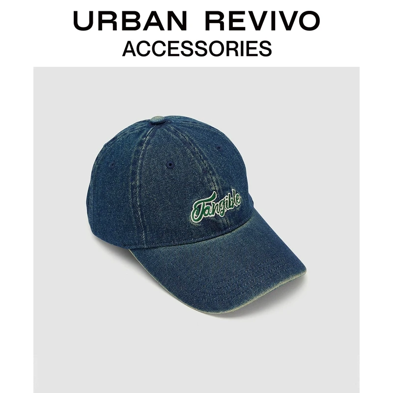 URBAN REVIVO2025秋季新款女士复古水洗字母棒球帽UAYA50063