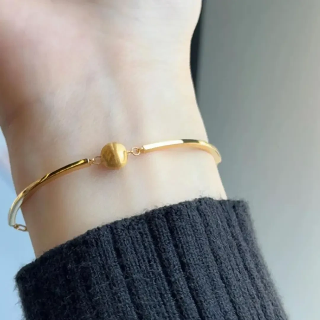 足银手链 时来运转猫眼半镯手链女款时尚百搭简约手镯可调节