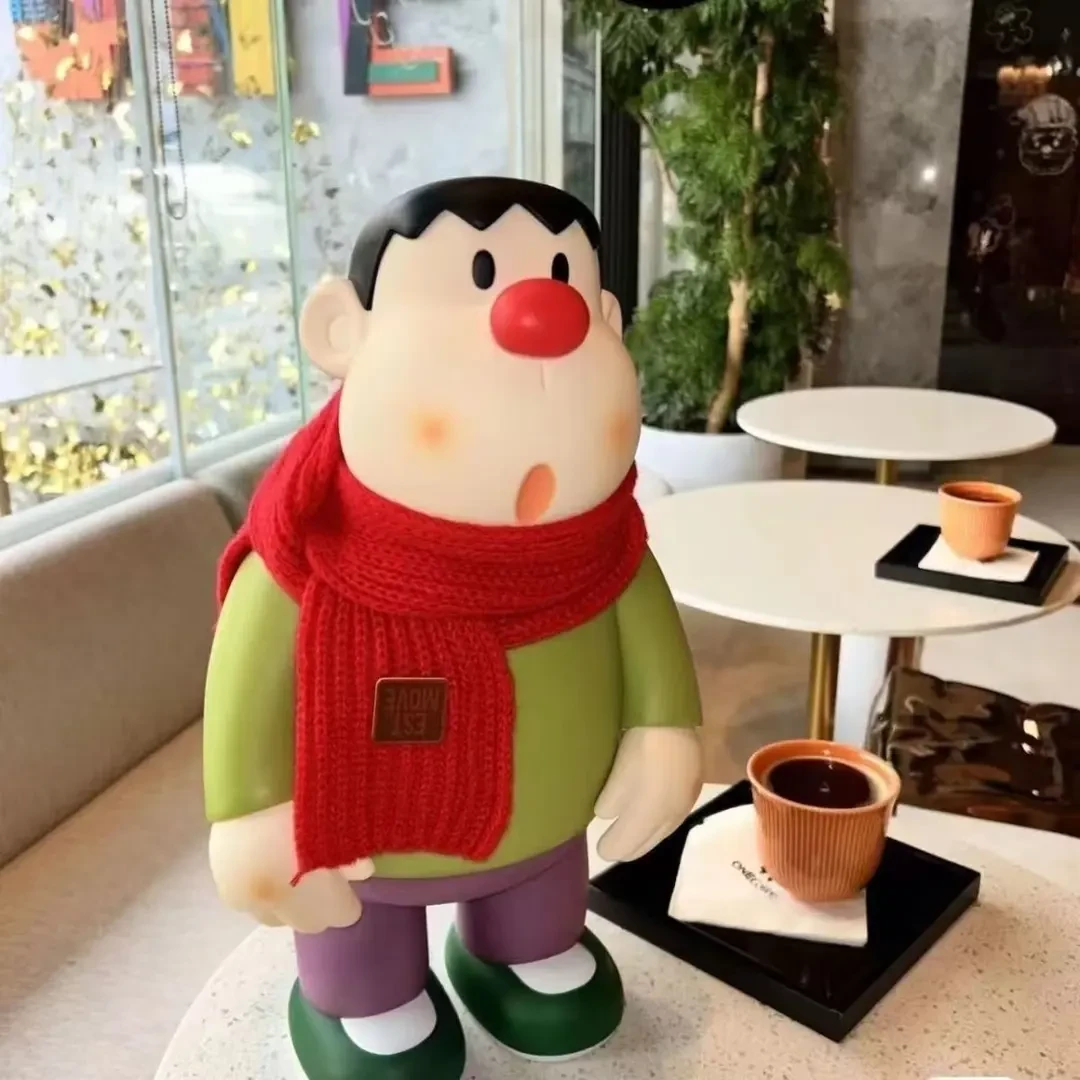 45CM胖虎戴围巾时尚可动手办礼物入户玄关客厅家居卧室桌面装饰品