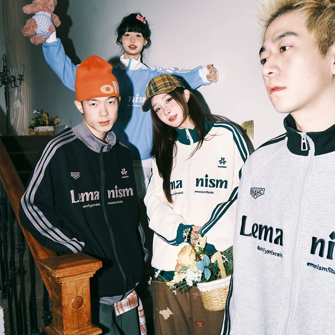 lemanism美式潮牌三条杠撞色字母外套男2025春季情侣款夹克上衣女