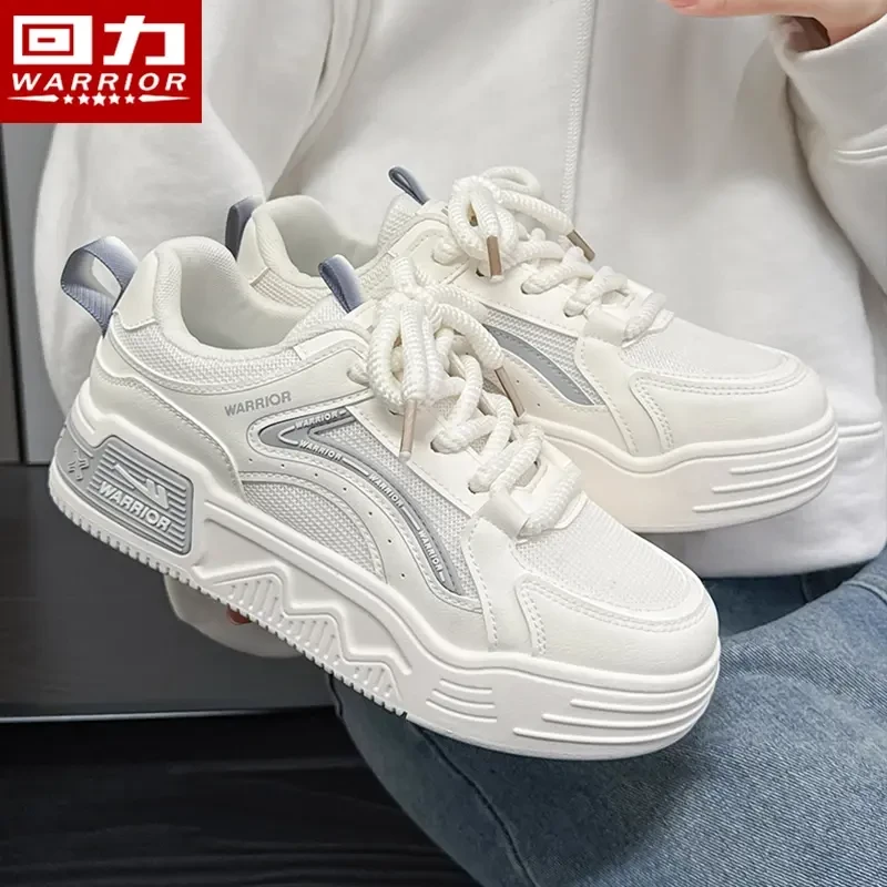 回力女鞋春季新款百搭网面透气厚底增高小白鞋子女款时尚休闲板鞋