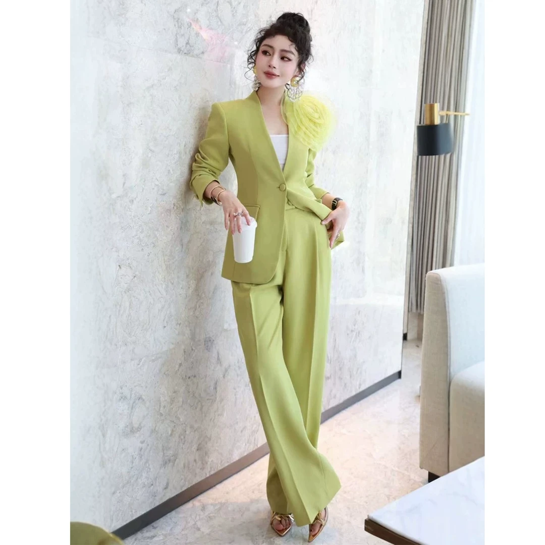 设计感一整套高级感穿搭套装女2025春装西装阔腿裤时髦洋气两件套