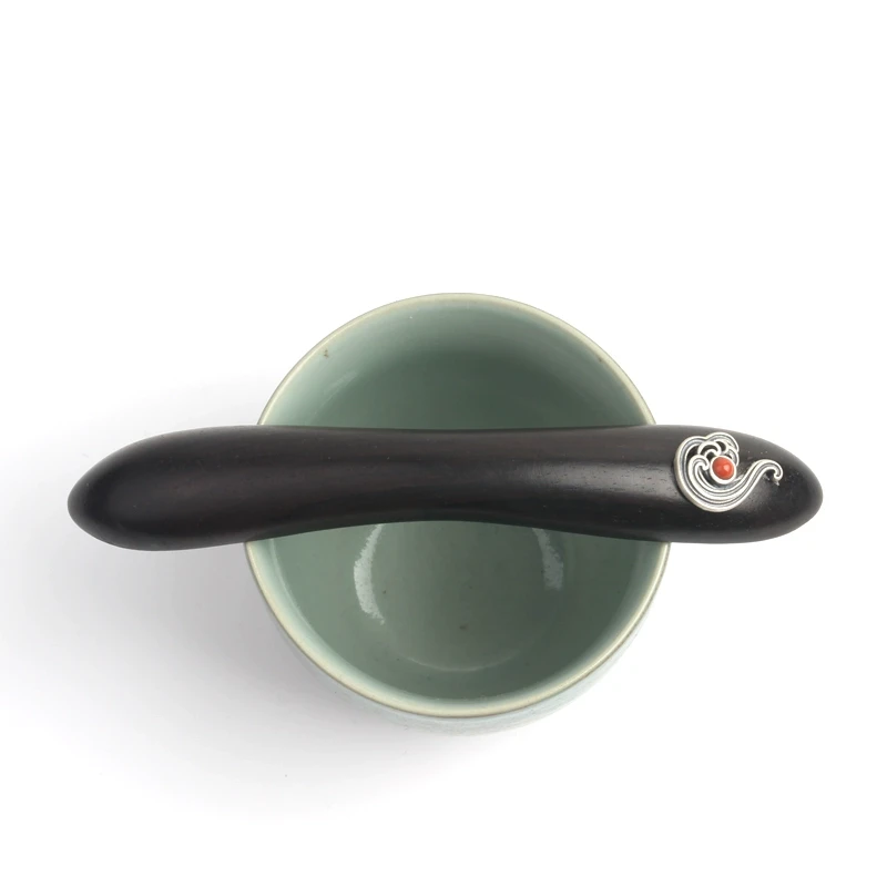 喜饰 925纯银祥云黑檀木发簪 实用双尖簪 设计师款高级感盘发头饰