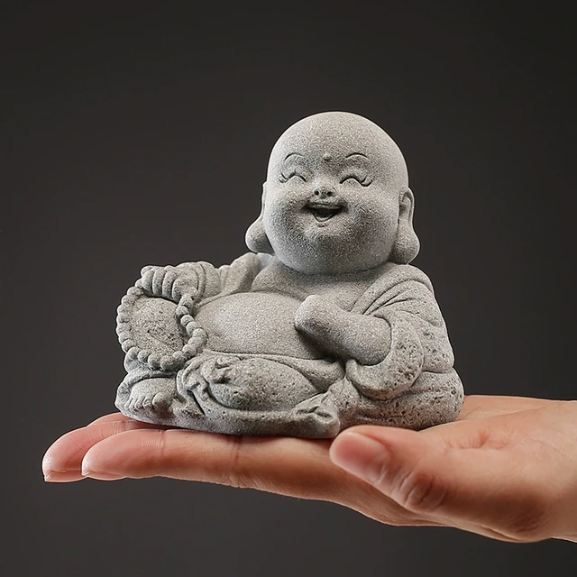可爱弥勒佛小佛茶宠摆件家居青砂石桌面鱼缸景观盆栽造景装饰品