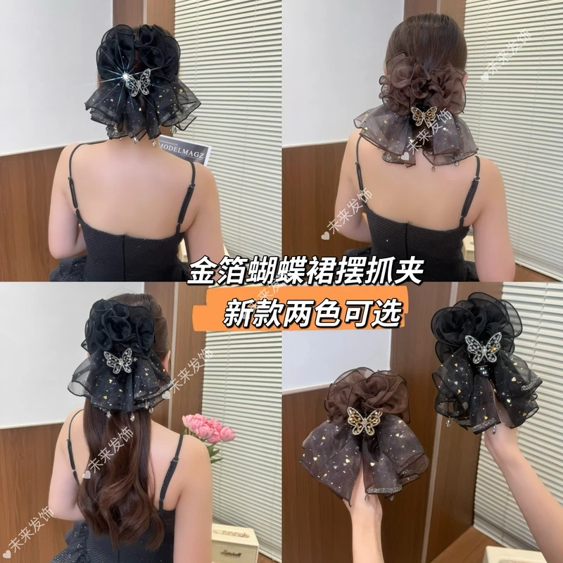 【金箔蝴蝶】小众设计师款蓬松显发量抓夹轻奢气质时尚发夹3055