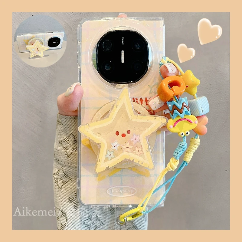 适用华为mateX6折叠屏手机壳MateX5典藏版格纹星星matex3磁吸支架