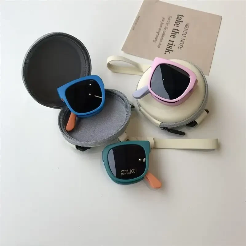 新款多巴胺儿童折叠太阳镜 宝宝防紫外线墨迹遮阳舒适男女童眼镜