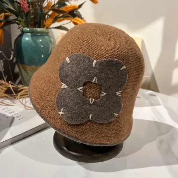 渔夫帽女秋冬韩版呢保暖显脸小褶皱百搭时尚盆帽防风潮