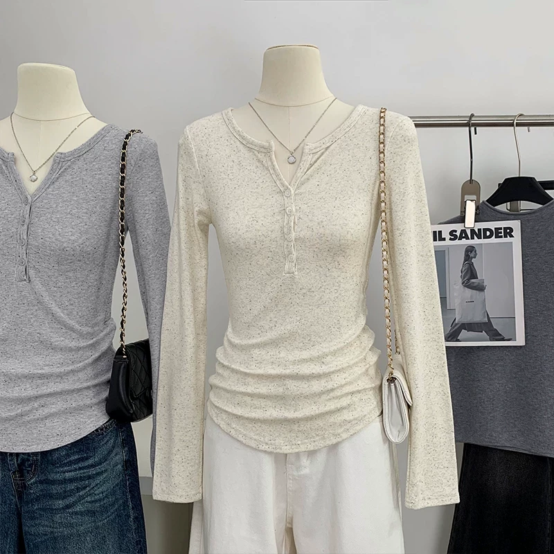 欧货宽松内搭可外穿打底衫2025春秋新款独特别致洋气长袖t恤上衣