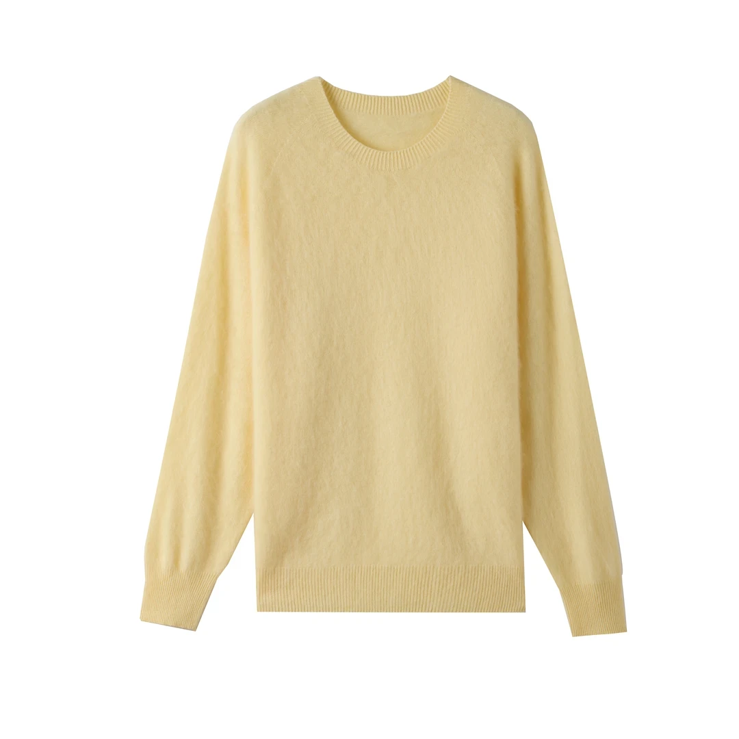 【反季福利】秋冬气质长袖慵懒松弛羊绒拉绒时尚圆领羊毛上衣