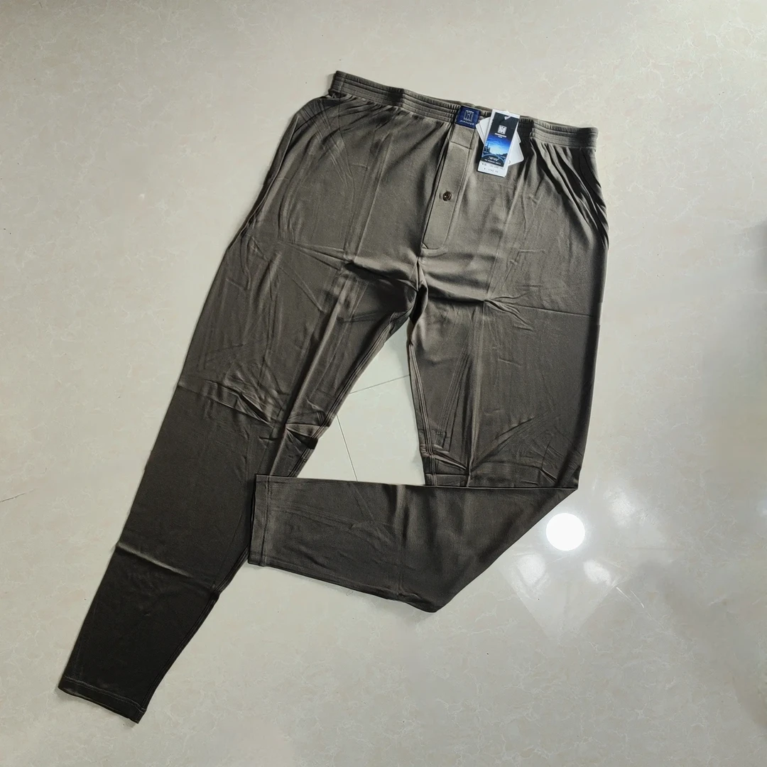 高腰男士莫代尔薄款保暖针织秋裤（绿）-木每53438