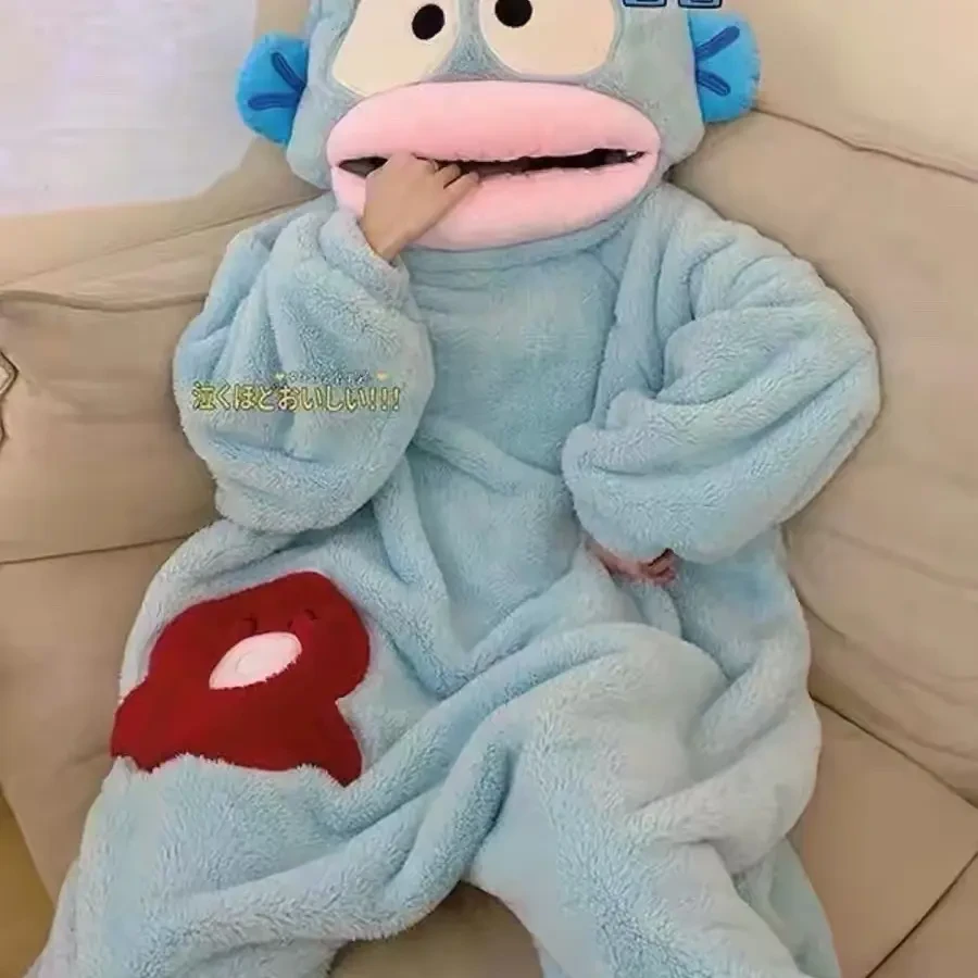 小丑鱼连体睡衣女冬季珊瑚绒加厚卡通搞怪保暖大码家居服