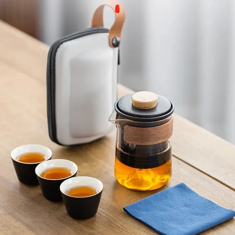 一鸣 便携式路宝釉户外旅行茶具简约防烫旅游陶瓷快客杯H346