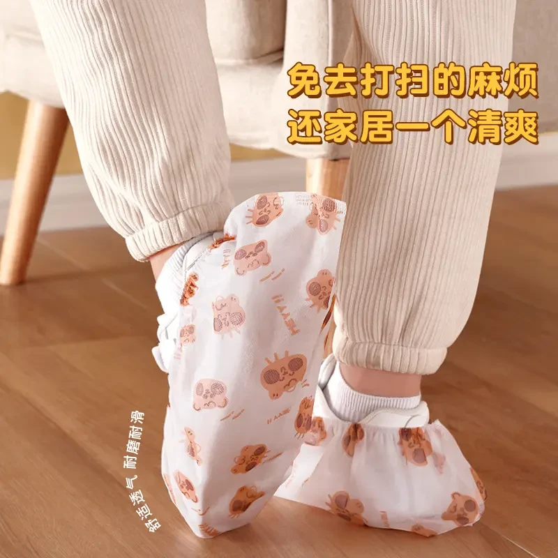 一次性印花卡通鞋套无纺布加厚防滑耐磨脚套清爽室内透气打扫两用
