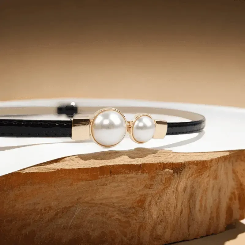 珍珠显瘦细腰封女士新款装饰西装连衣裙收腰带潮流zhb