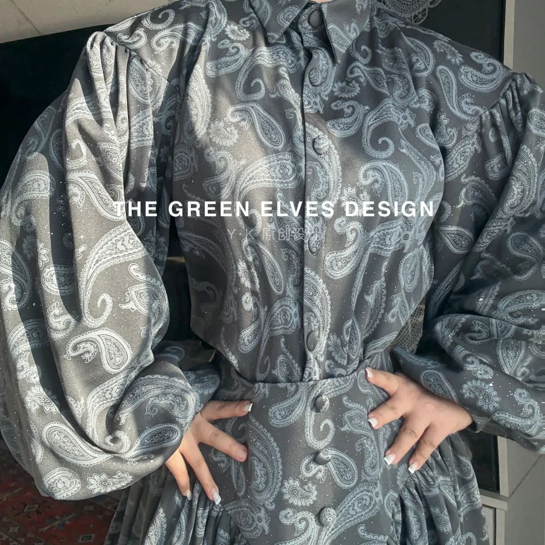 高端私人定制腰果花复古宫廷风套装两件套