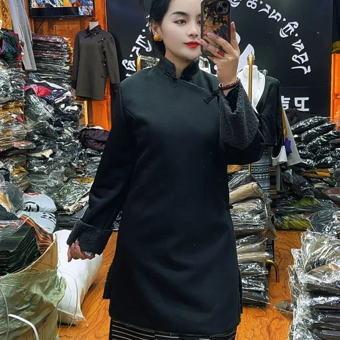 冬季加绒藏式民族风女式长款