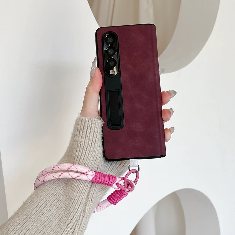 适用于三星zfold6手机壳手提链Fold5折叠屏w24保护壳防窥w25皮套