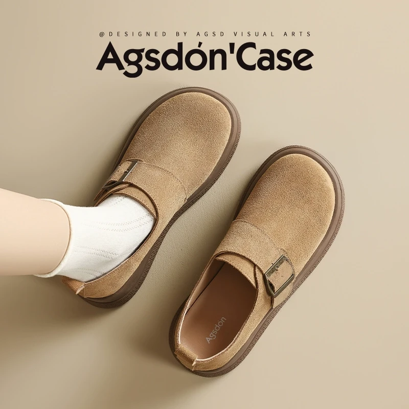 奥古狮登厚底勃肯鞋女鞋2025新款春季厚底增高软底一脚蹬复古单鞋