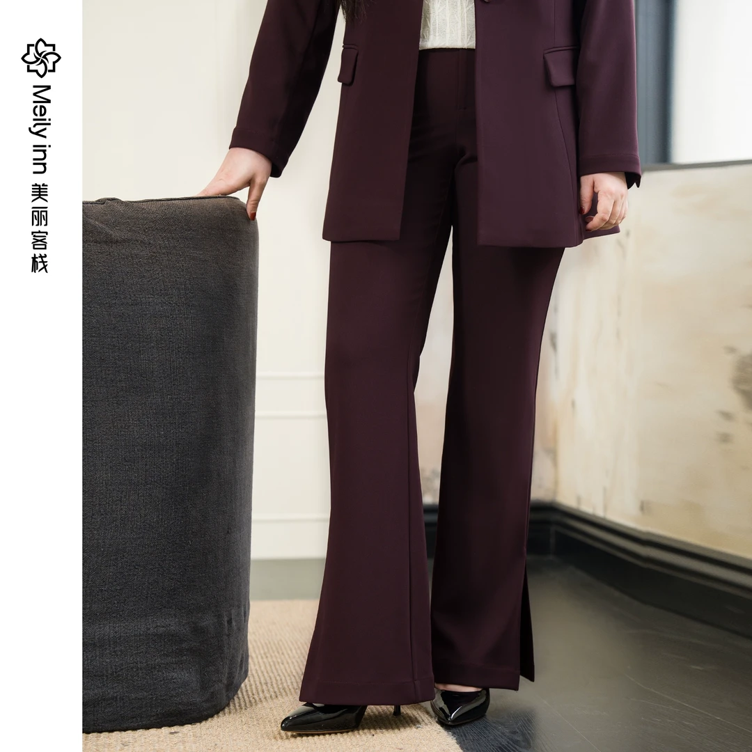 【显瘦显高】美丽客栈开叉喇叭裤子干练西装裤套装原创高端大码女
