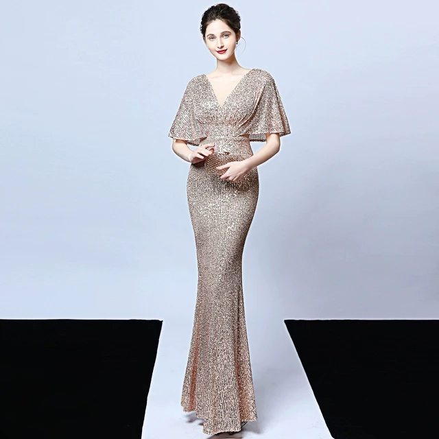2025新款高端流苏亮闪鱼尾宴会优雅气质高贵年会主持人晚会礼服女