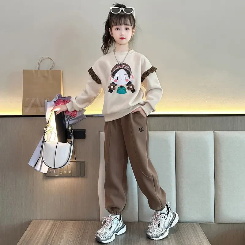 D女童秋季套装2025新款时髦女中大童洋气网红秋季运动卫衣套装